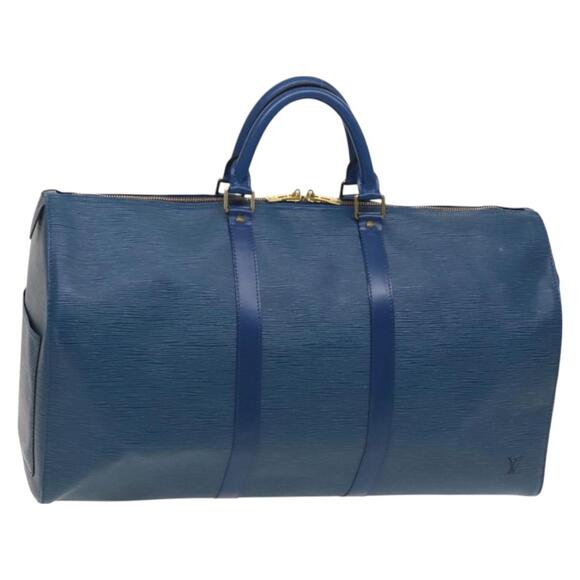 LOUIS VUITTON Epi Keepall 50 Boston Bag Blue M42965 - Picture 1 of 16